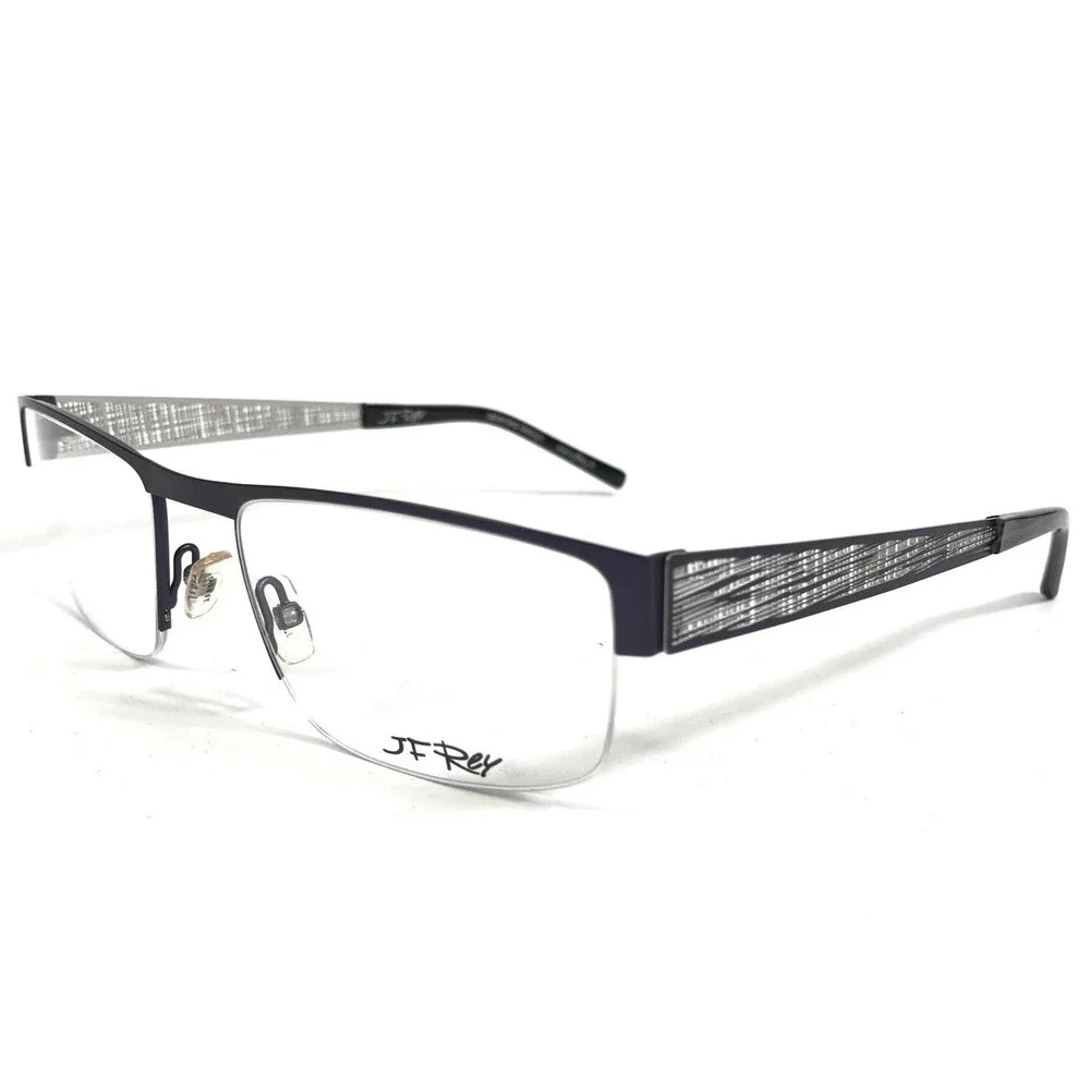 J.F. Rey Eyeglasses Frames JF2585 2013 Blue Silver Matte Woven Webbed 54-20-145